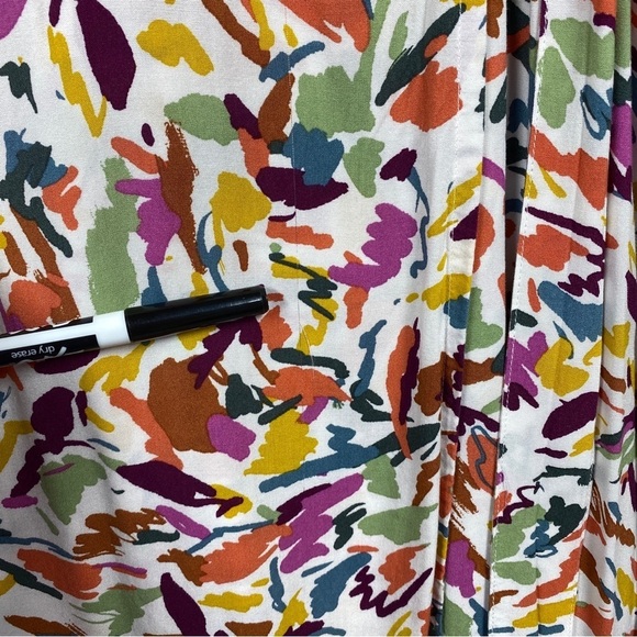 beachlunchlounge Ruched Sleeve Abstract Wrap Midi Dress Womens Size Medium - Picture 4 of 8